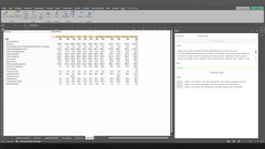 Auf diesem Bild sieht man links einen Report im Excel. Auf der rechten Seite sieht man einen KI-Prompt und darunter die Aktionen