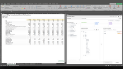 Auf diesem Bild sieht man links einen Report im Excel. Auf der rechten Seite sieht den integrierten Report Designer des XLiQ