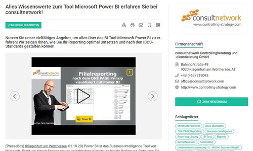 consultnetwork Pressemitteilung vom 01. Oktober 2020